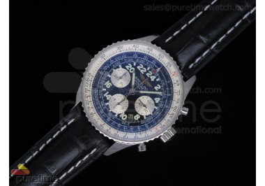 Navitimer Cosmonaute SS Case Grey Dial Black Leather Dial A7750